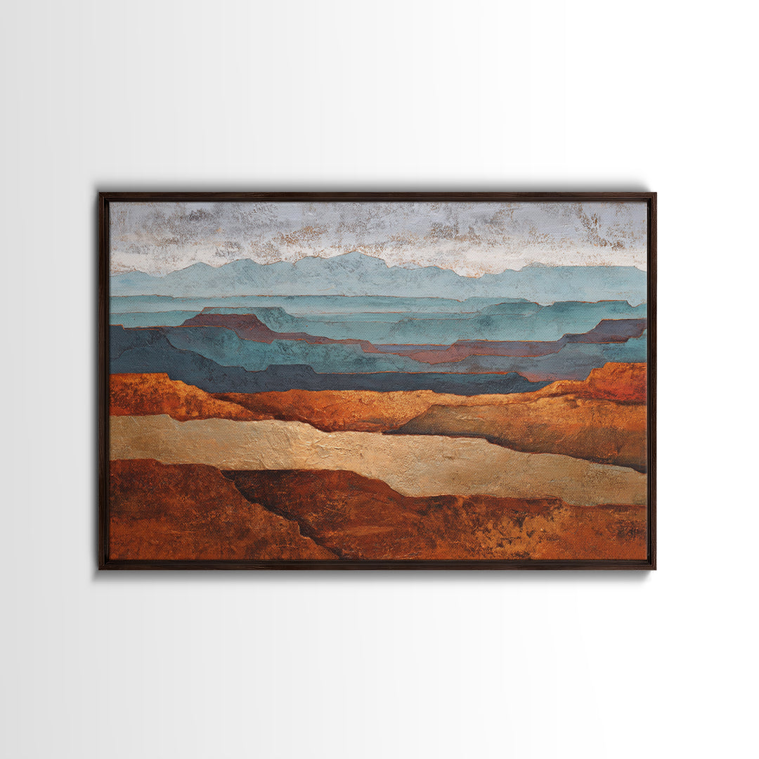 Abstract Canyon Landscape Framed Canvas Print, Above Sofa Art, Modern Art, Living Room Decor, Fine Art, Statement, Art Print, ASA-3x2-59