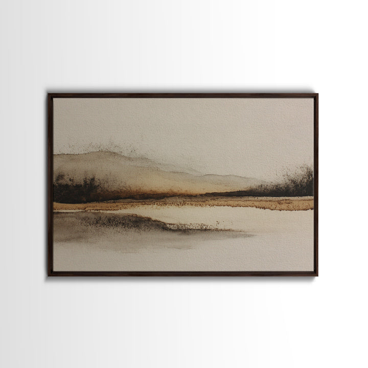 Minimal Black Ink Composition Framed Canvas Print, Above Sofa Art, 3 Piece Wall Art, Living Room Decor, Fine Art, Statement, ASA-3x2-60