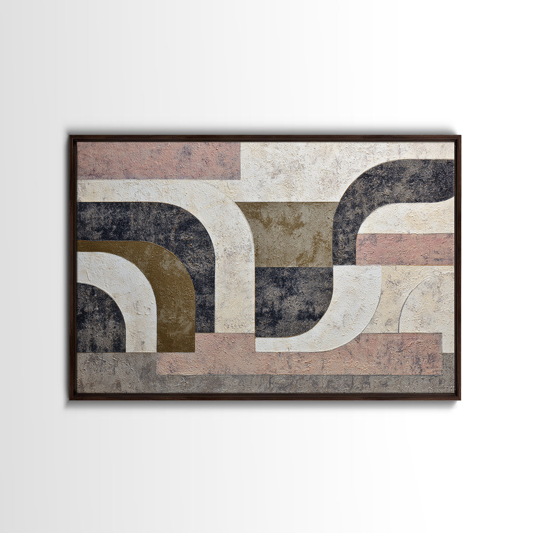 Luxury Monochrome Stone Composition Framed Canvas Print, Above Sofa Art, Textured Wall Art, Living Room Decor, Watercolor Art, ASA-3x2-71