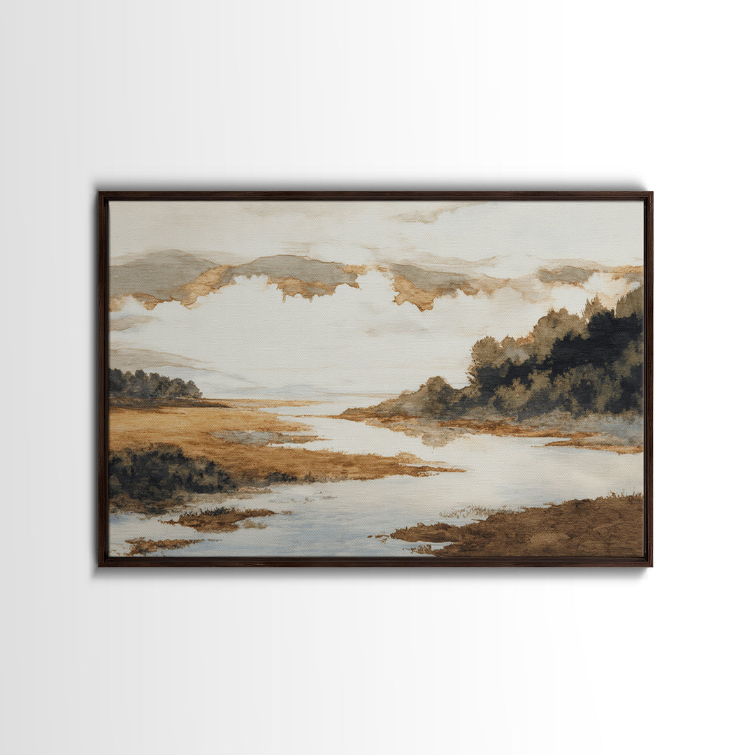 Gallery Style Landscape with Expansive Negative Space Canvas Print, Above Sofa Art, Living Room Wall Art, Living Room Decor, ASA-3x2-76