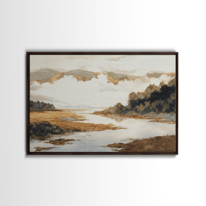 Gallery Style Landscape with Expansive Negative Space Canvas Print, Above Sofa Art, Living Room Wall Art, Living Room Decor, ASA-3x2-76