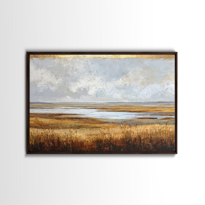 Oversized Abstract Landscape Framed Canvas Print, Above Sofa Art, Coastal Wall Art, Living Room Decor, Fine Art, Statement, ASA-3x2-77