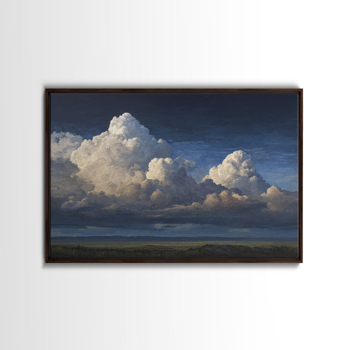Dramatic Cloudscape over a Distant Valley Canvas Print, Above Sofa Art, Living Room Wall Art, Living Room Decor, Statement, ASA-3x2-81