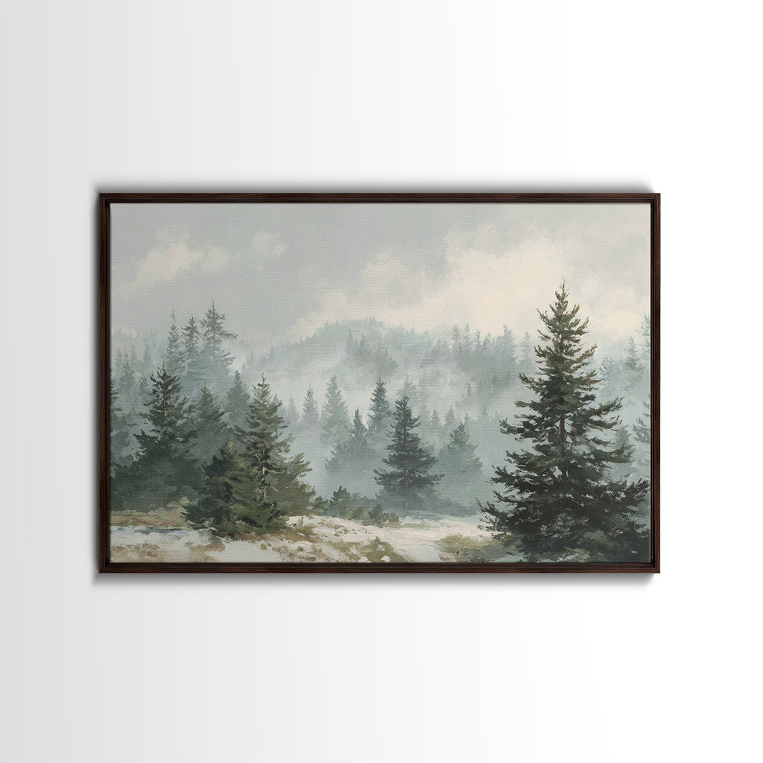 Modern Scandinavian Forest Framed Canvas Print, Above Sofa Art, Fine Art Print, Living Room Decor, Fine Art, Statement, ASA-3x2-91
