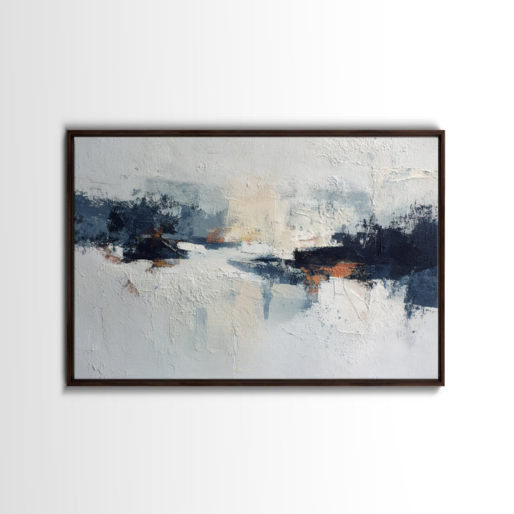 Bold Navy and Ivory Abstract Brushwork Canvas Print, Above Sofa Art, Wall Art Print, Living Room Decor, Fine Art, Statement, ASA-3x2-94