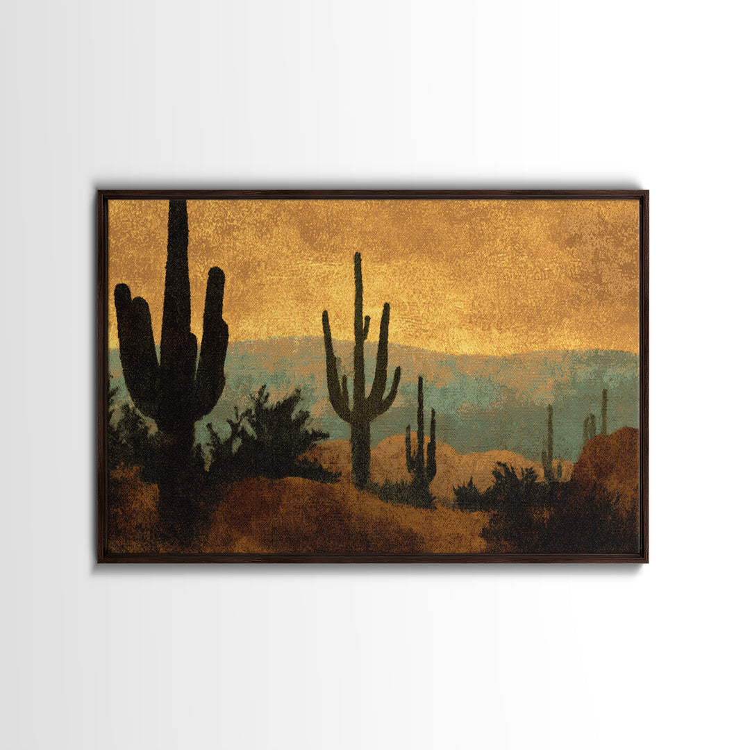 Desert Mesa Panorama Framed Canvas Print, Above Sofa Art, Minimalist Wall Art, Living Room Decor, Fine Art, Statement, ASA-3x2-96