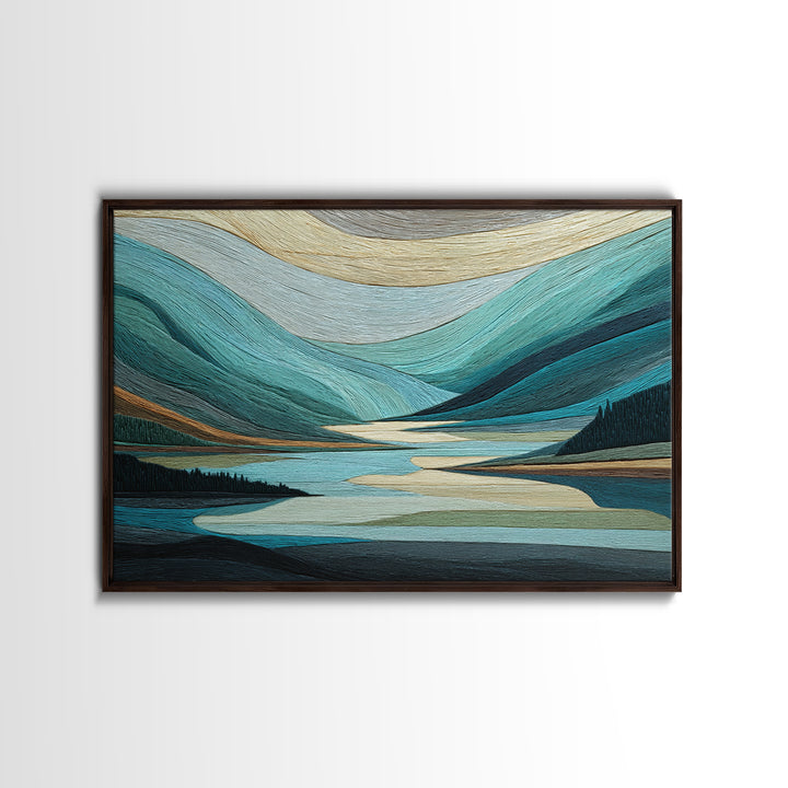 Abstract River Bends Framed Canvas Print, Above Sofa Art, Gallery Decor, Living Room Decor, Abstract Art, Statement, ASA-3x2-99