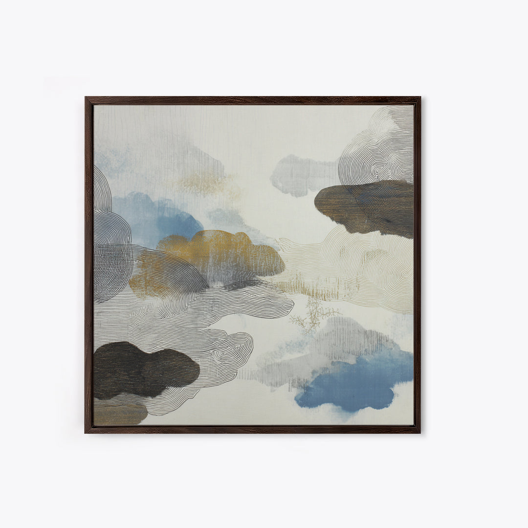Zen Rock Garden Abstraction Framed Canvas Print, Asian Inspired Art, Modern Wall Decor, Living Room Decor, Fine Art, Harmony, ASI-1x1-38