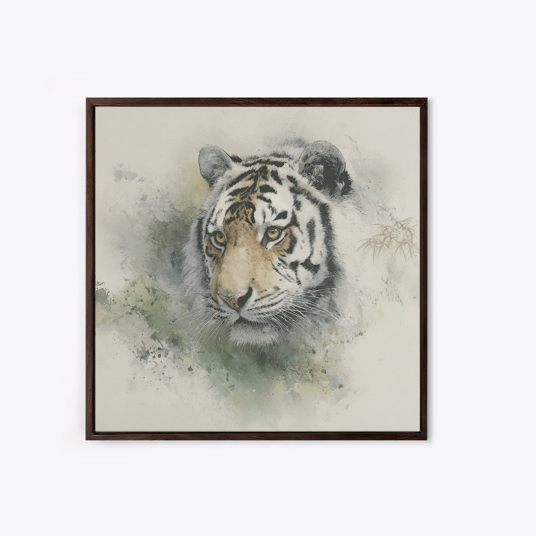 Tiger Portrait with Expressive Brush Ink Energy Canvas Print, Asian Inspired Art, Art Print, Living Room Decor, Harmony, ASI-1x1-40