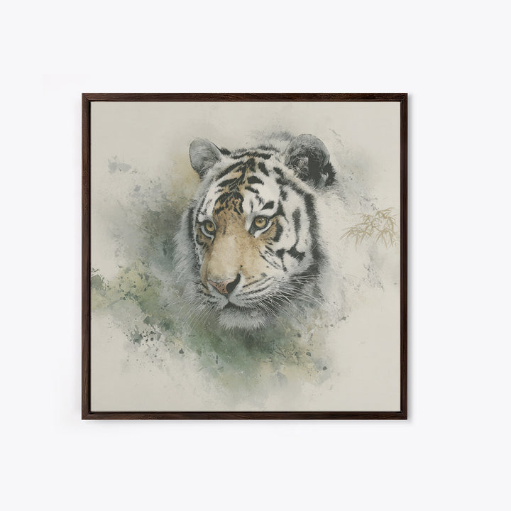 Tiger Portrait with Expressive Brush Ink Energy Canvas Print, Asian Inspired Art, Art Print, Living Room Decor, Harmony, ASI-1x1-40