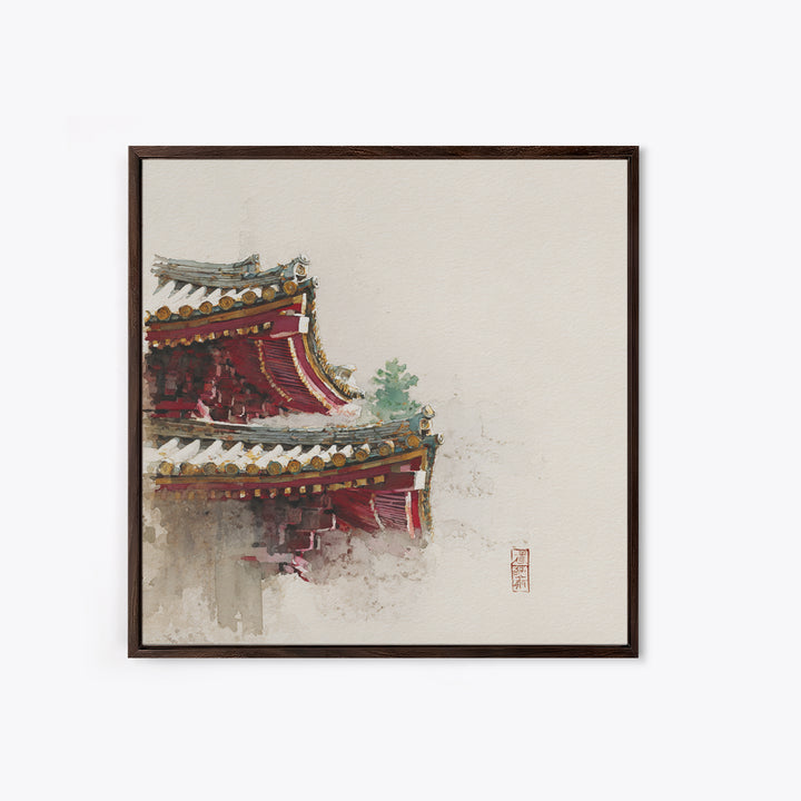 Temple Roof Detail Framed Canvas Print, Asian Inspired Art, Zen Wall Art, Living Room Decor, Fine Art, Harmony, Art Print, ASI-1x1-71
