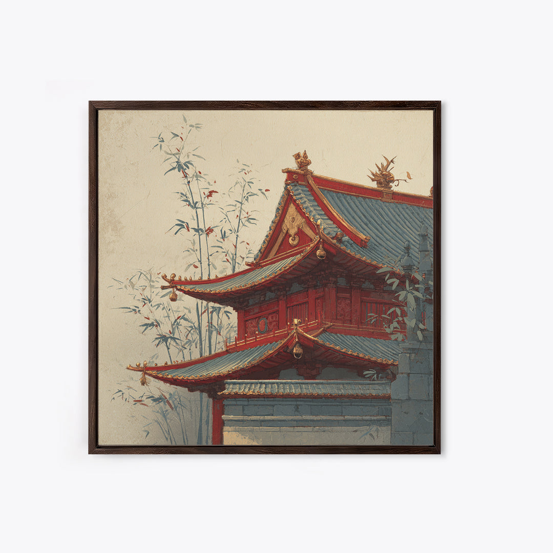 Temple Roof Detail Canvas Print, Asian Inspired Art, Neutral Decor, Living Room Decor, Fine Art, Harmony, Wall Art, Home Decor, ASI-1x1-95