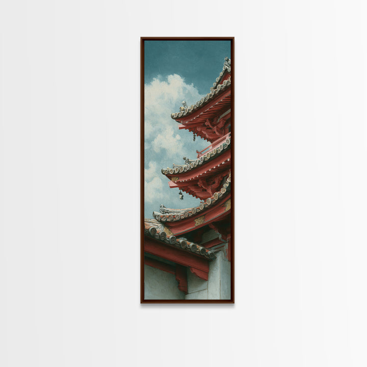 Temple Roof Detail Canvas Print, Asian Inspired Art, Bird Art, Living Room Decor, Fine Art, Harmony, Japanese Art Print, ASI-1x3-11