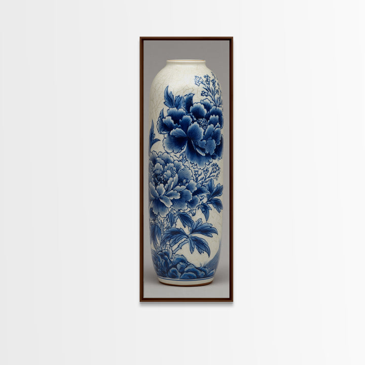 Blue and White Porcelain Vase Canvas Print, Asian Inspired Art, Fine Art Print, Living Room Decor, Abstract Art, Harmony, ASI-1x3-57