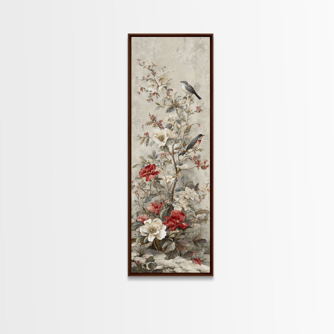 Fan Shaped Composition of Blossoms and Birds Canvas Print, Asian Inspired Art, Art Print, Living Room Decor, Fine Art, Harmony, ASI-1x3-77