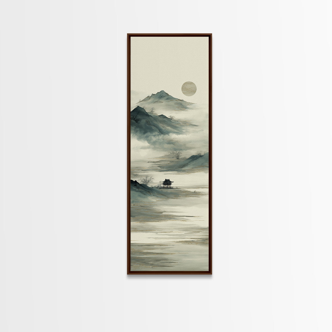 Chinese Mountain Scroll Landscape Canvas Print, Asian Inspired Art, Digital Download Art, Living Room Decor, Harmony, ASI-1x3-92
