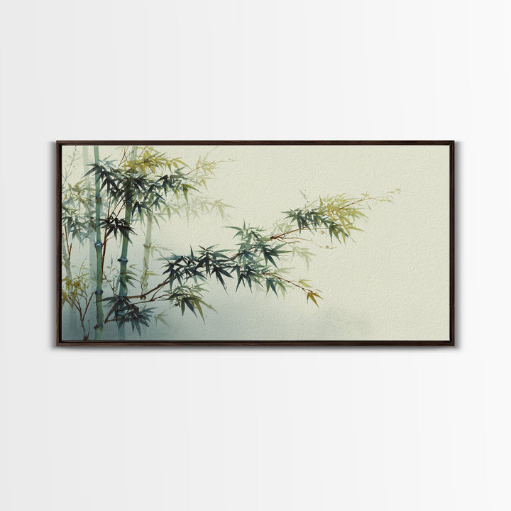 Minimal Bamboo Stalks Framed Canvas Print, Asian Inspired Art, Fine Art Print, Living Room Decor, Fine Art, Harmony, Poster, ASI-2x1-16