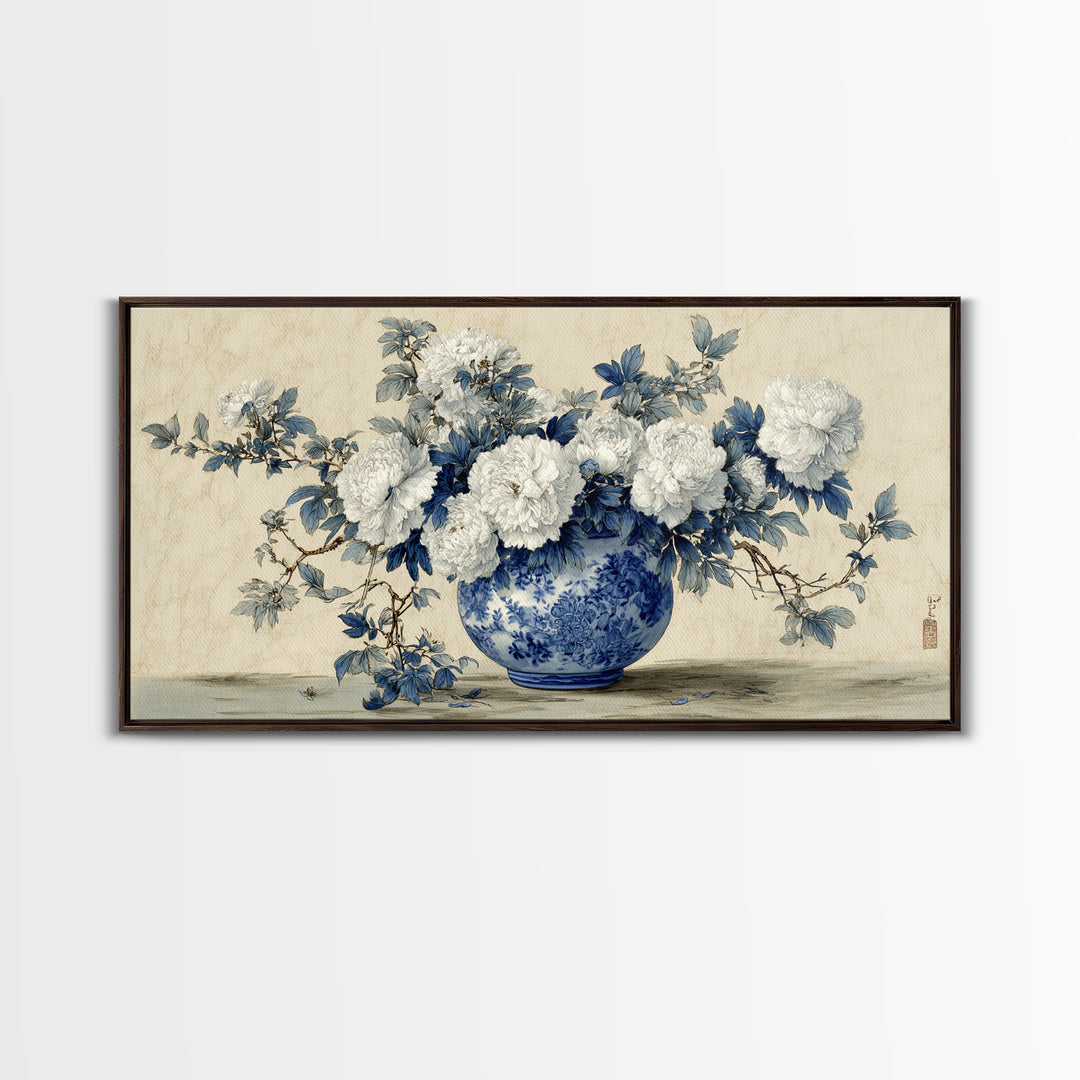 Blue and White Porcelain Vase Canvas Print, Asian Inspired Art, Contemporary Art, Living Room Decor, Fine Art, Harmony, ASI-2x1-41