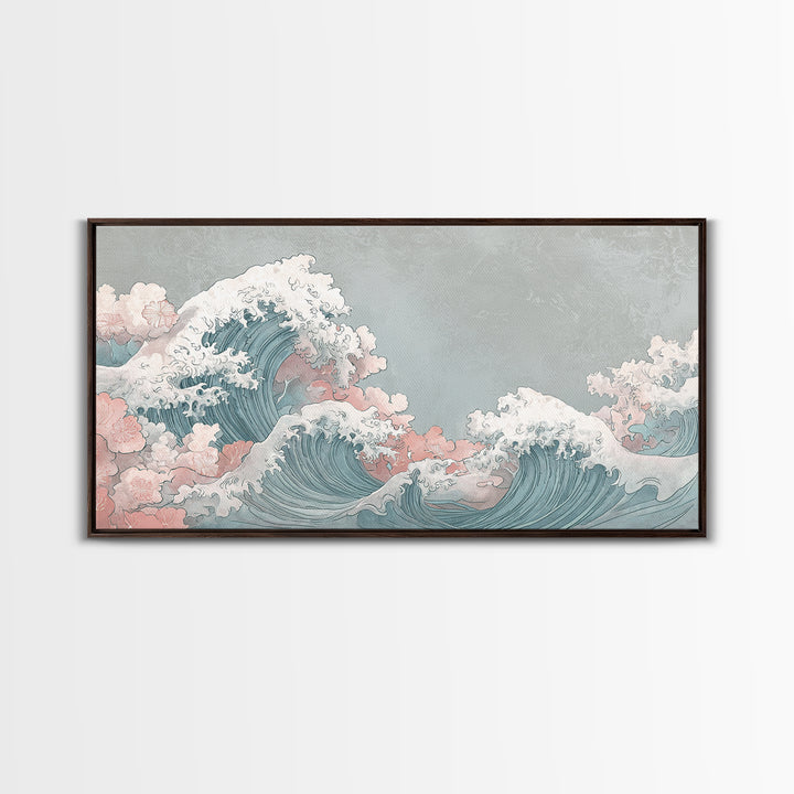 Hokusai Ocean Wave Without Copying the Original Canvas Print, Asian Inspired Art, Statement Artwork, Living Room Decor, Harmony, ASI-2x1-42