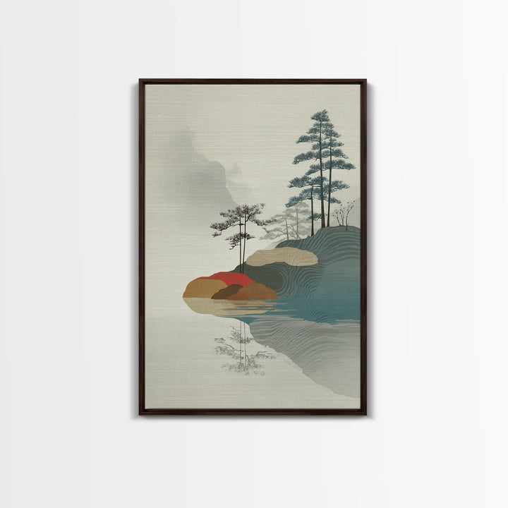 Zen Rock Garden Abstraction Framed Canvas Print, Asian Inspired Art, Textured Painting, Living Room Decor, Fine Art, Harmony, ASI-2x3-22