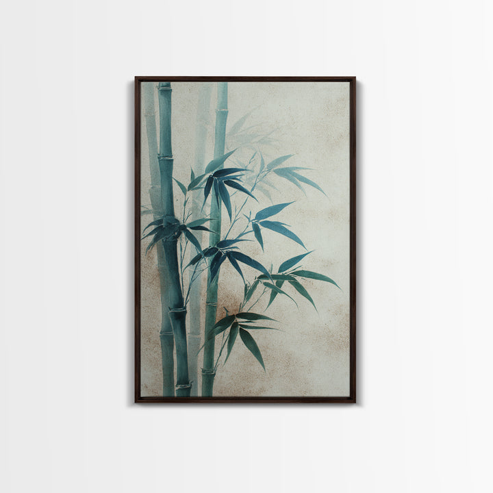 Minimal Bamboo Stalks Framed Canvas Print, Asian Inspired Art, Statement Artwork, Living Room Decor, Fine Art, Harmony, ASI-2x3-4