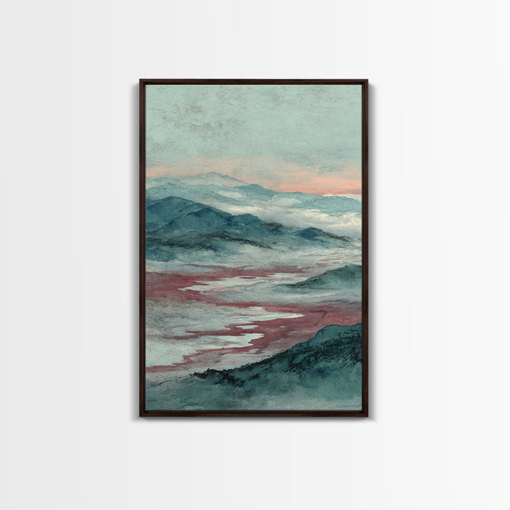 Japanese Ink Landscape Framed Canvas Print, Asian Inspired Art, Wall Art, Living Room Decor, Fine Art, Harmony, Bird Art, ASI-2x3-60