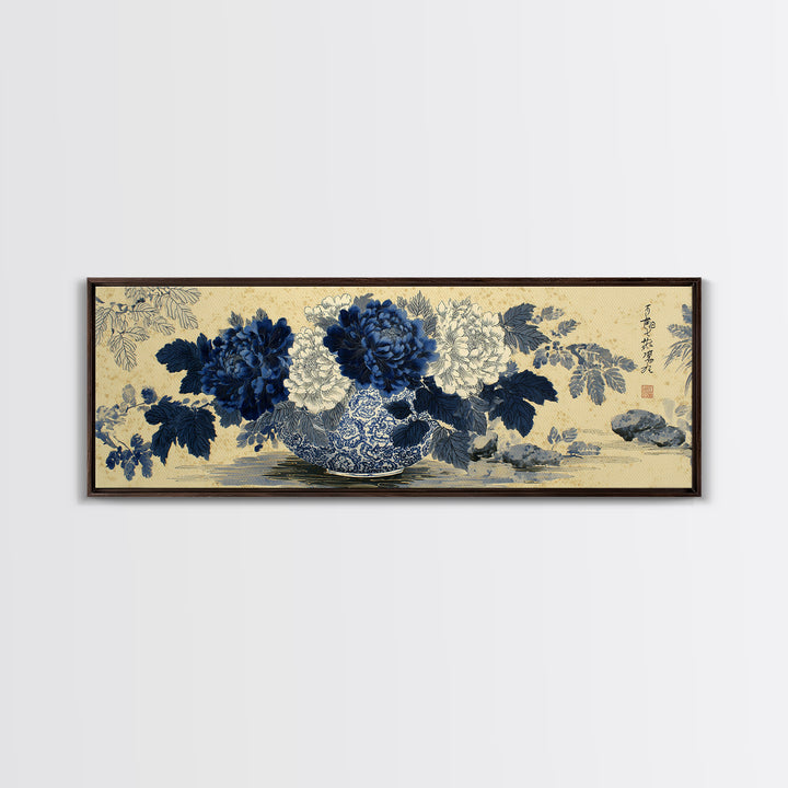 Blue and White Porcelain Vase Canvas Print, Asian Inspired Art, Japanese Wall Art, Living Room Decor, Fine Art, Harmony, ASI-3x1-13