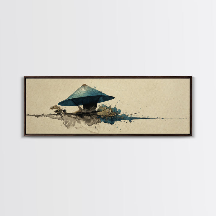 Samurai Helmet Still Life Canvas Print, Asian Inspired Art, Textured Painting, Living Room Decor, Oil Painting, Harmony, ASI-3x1-95