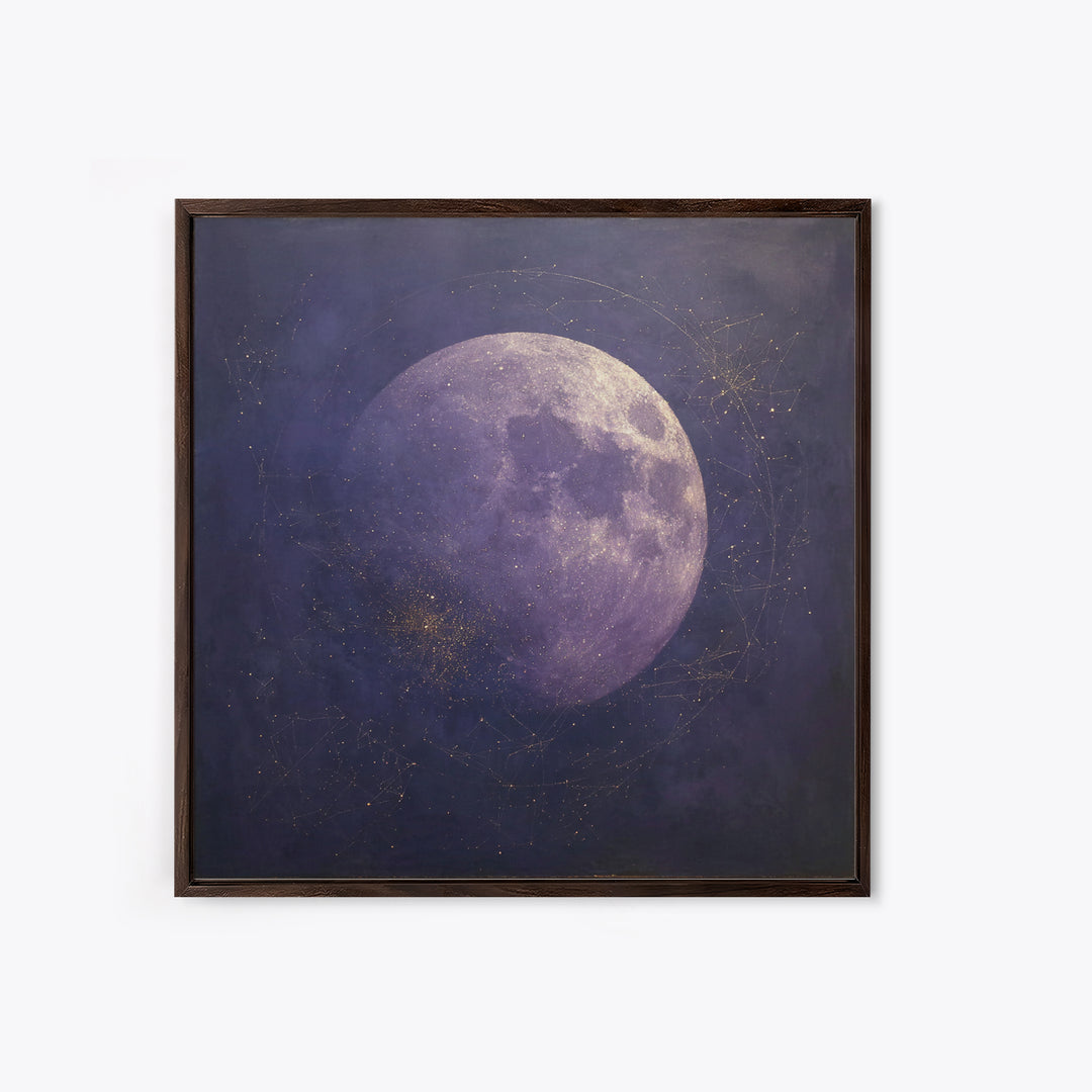 Lunar Phase Composition Canvas Print, Astrology Art, Astrology Wall Art, Living Room Decor, Watercolor Art, Zodiac, AST-1x1-13