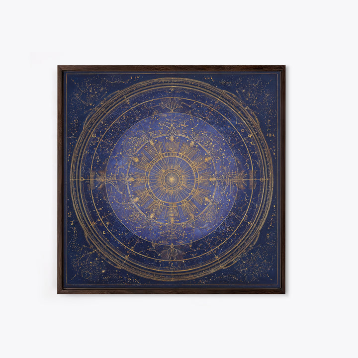 Retro Horoscope Chart Framed Canvas Print, Astrology Art, Wall Decor, Living Room Decor, Fine Art, Zodiac, Home Decor, AST-1x1-21