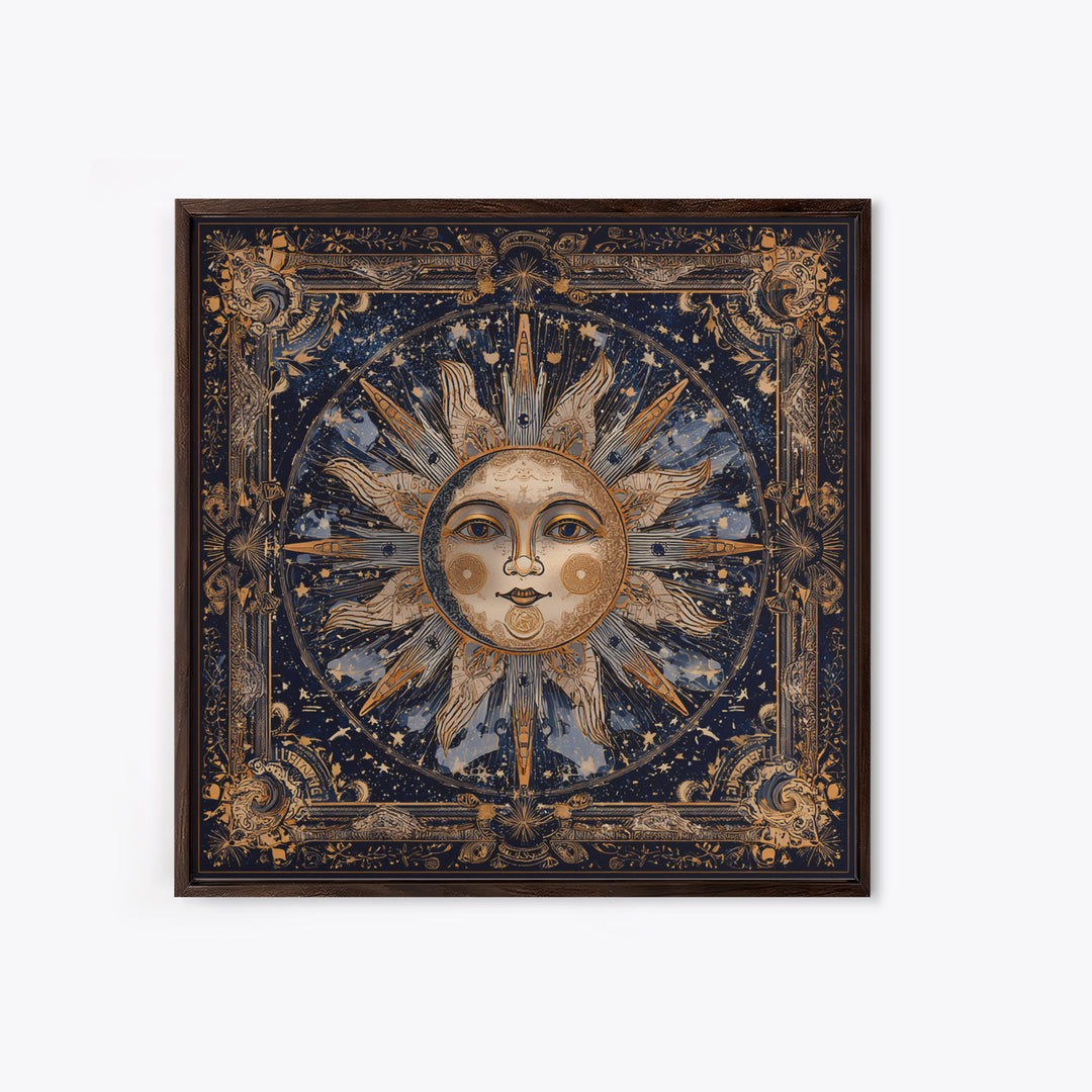 Sun and Moon Faces Canvas Print, Astrology Art, Modern Decor, Living Room Decor, Oil Painting, Zodiac, Art Print, Digital Art, AST-1x1-5