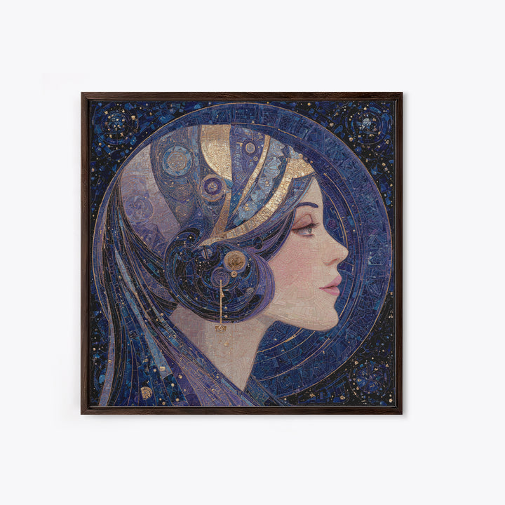 Art Nouveau Zodiac Woman Framed Canvas Print, Astrology Art, Leo Wall Art, Living Room Decor, Fine Art, Zodiac, AST-1x1-72