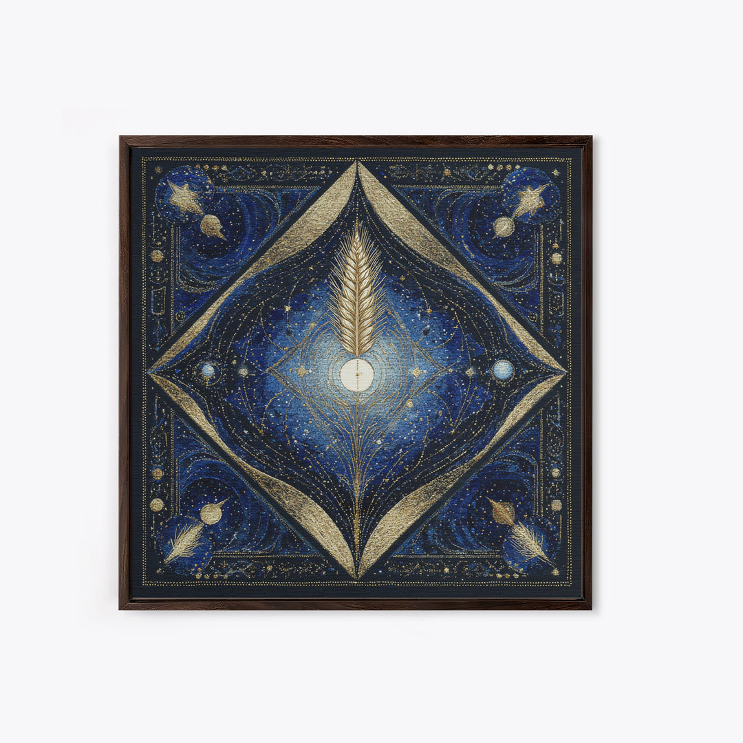 Virgo Maiden with Wheat and Blue Night Canvas Print, Astrology Art, Wall Decor, Living Room Decor, Fine Art, Zodiac, Home Decor, AST-1x1-90