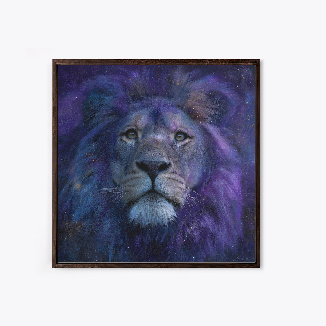 Celestial Lion Portrait Formed from Star Patterns Canvas Print, Astrology Art, Textured Painting, Living Room Decor, Zodiac, AST-1x1-98