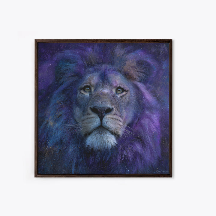 Celestial Lion Portrait Formed from Star Patterns Canvas Print, Astrology Art, Textured Painting, Living Room Decor, Zodiac, AST-1x1-98