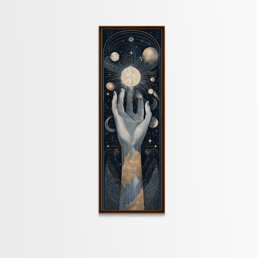 Tarot Cosmic Hand Holding a Glowing Star Canvas Print, Astrology Art, Wall Decor, Living Room Decor, Fine Art, Zodiac, AST-1x3-18