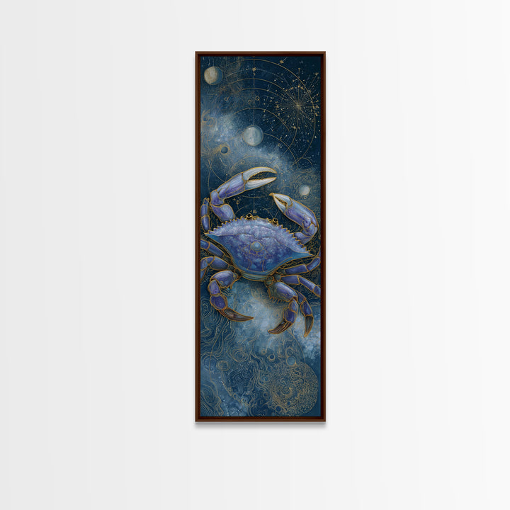 Celestial Crab under Glowing Ocean Moonlight Canvas Print, Astrology Art, Minimalist Decor, Living Room Decor, Zodiac, AST-1x3-4