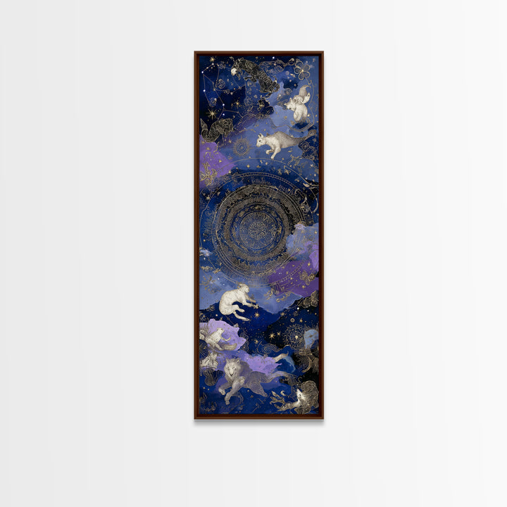 Twelve Zodiac Animals Arranged Framed Canvas Print, Astrology Art, Psychedelic Art, Living Room Decor, Fine Art, Zodiac, AST-1x3-64