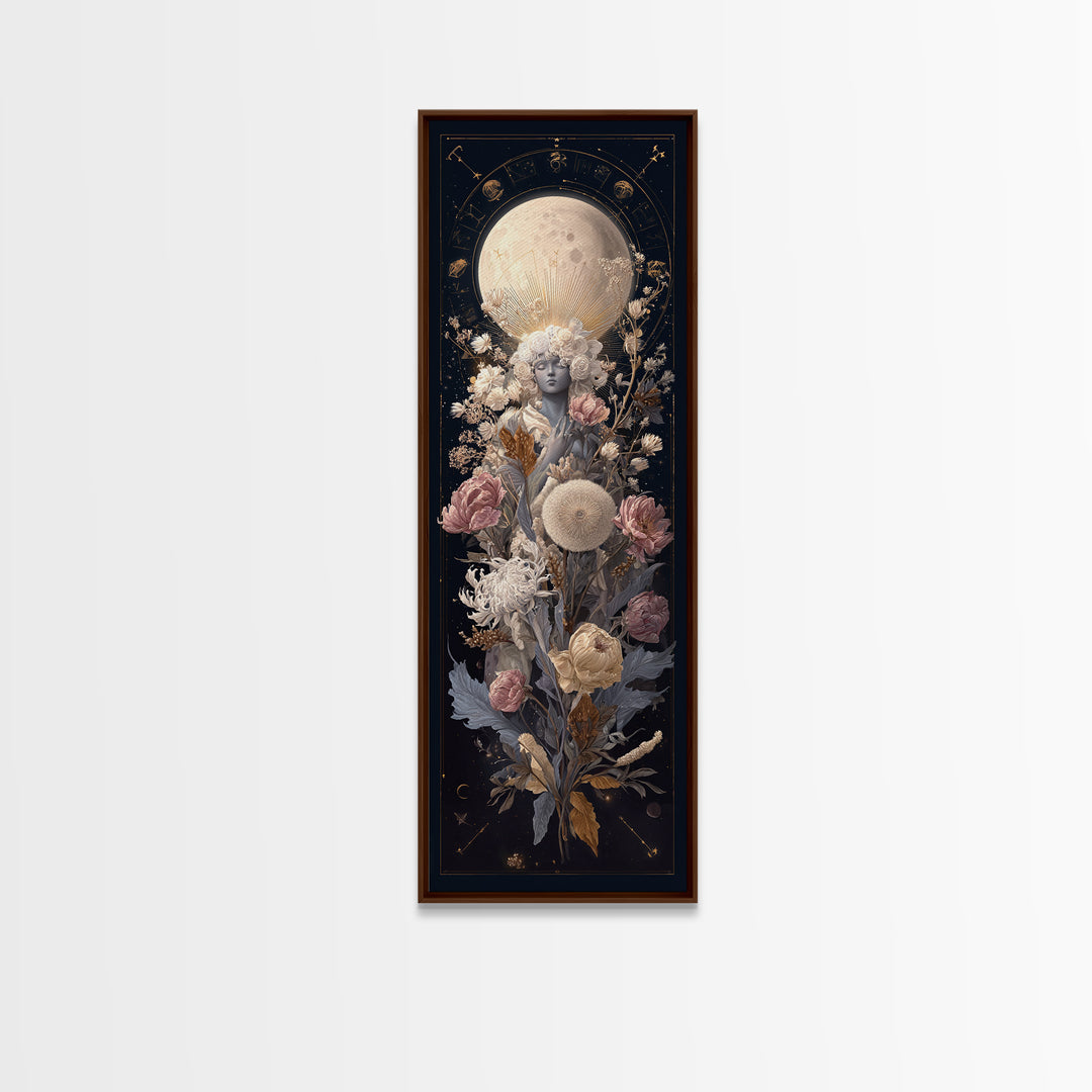 Astrological Botanical Wreath Framed Canvas Print, Astrology Art, Gallery Decor, Living Room Decor, Fine Art, Zodiac, AST-1x3-71