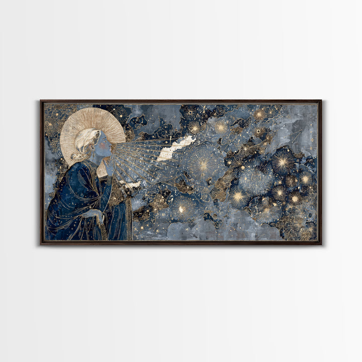 Art Nouveau Zodiac Woman Framed Canvas Print, Astrology Art, Fine Art Print, Living Room Decor, Fine Art, Zodiac, Digital Art, AST-2x1-20
