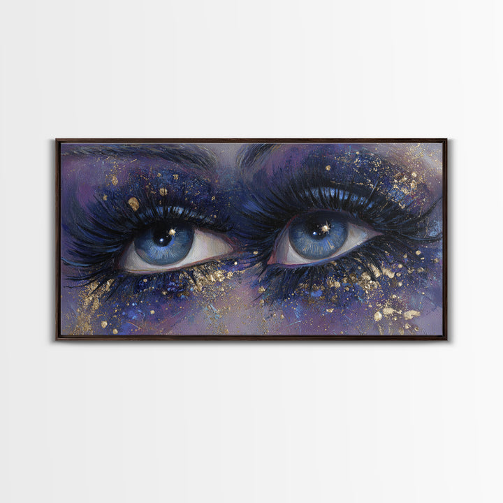 Mystic Eye with Planets Orbiting Through Lashes Canvas Print, Astrology Art, Wall Art, Living Room Decor, Oil Painting, Zodiac, AST-2x1-32