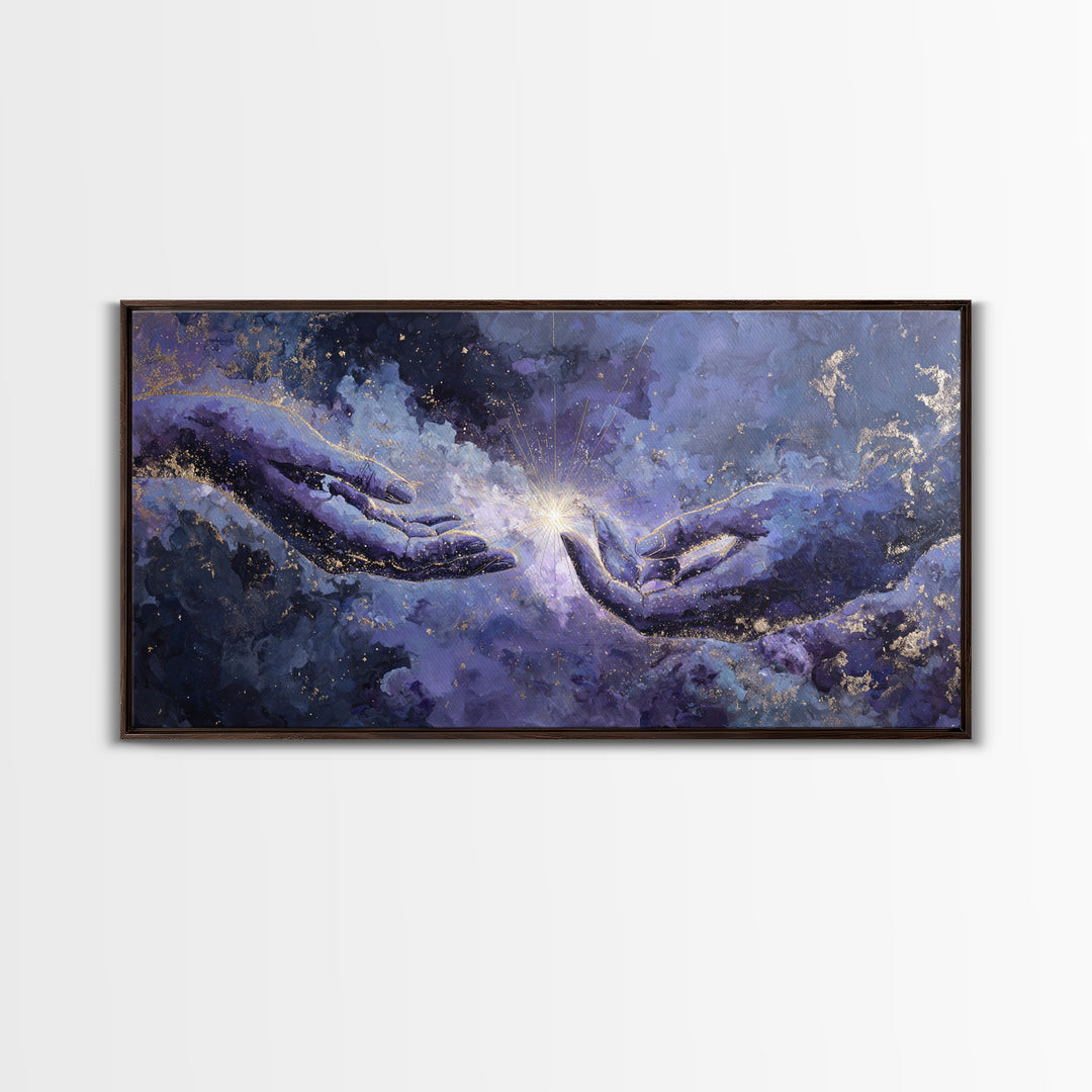 Tarot Cosmic Hand Holding a Glowing Star Canvas Print, Astrology Art, Astrology, Living Room Decor, Watercolor Art, Zodiac, AST-2x1-98