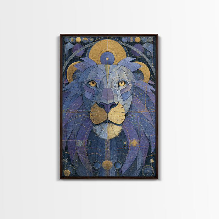 Celestial Lion Portrait Formed from Star Patterns Canvas Print, Astrology Art, Contemporary Art, Living Room Decor, Zodiac, AST-2x3-10