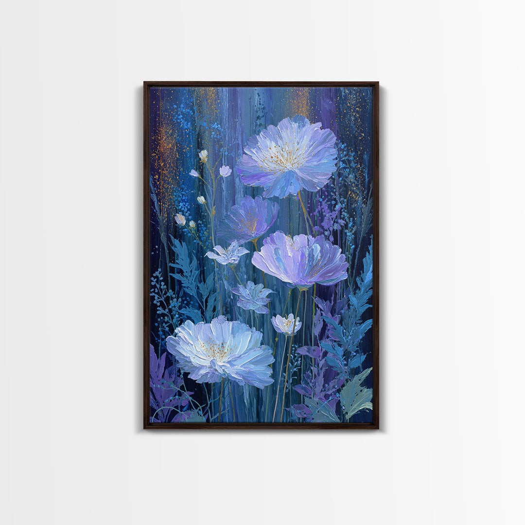 Dreamlike Night Garden Framed Canvas Print, Astrology Art, Minimalist Decor, Living Room Decor, Oil Painting, Zodiac, AST-2x3-6