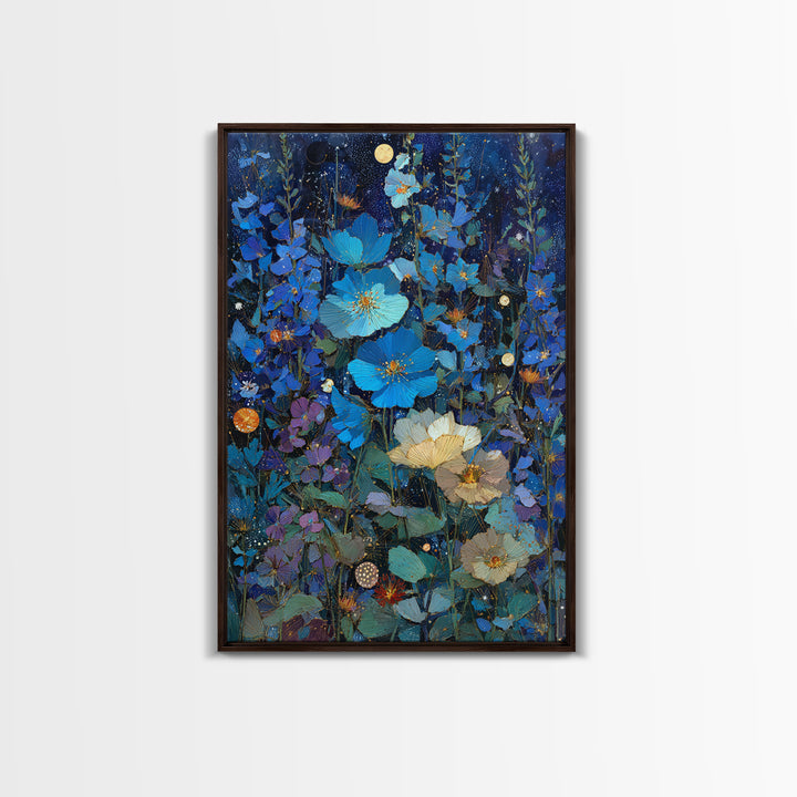 Dreamlike Night Garden Framed Canvas Print, Astrology Art, Printable Art, Living Room Decor, Watercolor Art, Zodiac, AST-2x3-78