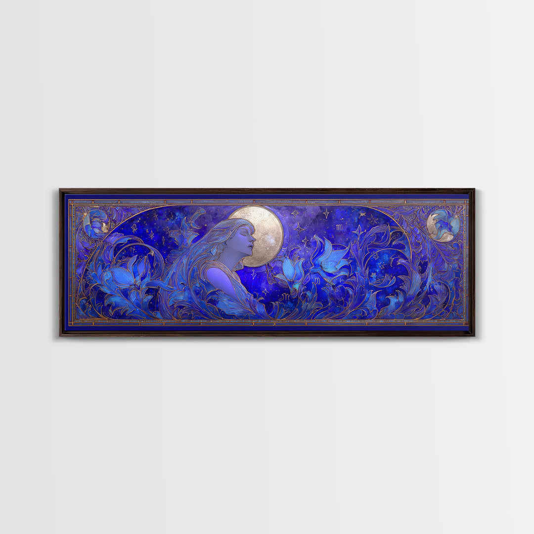 Art Nouveau Zodiac Woman Canvas Print, Astrology Art, Wall Decor, Living Room Decor, Fine Art, Zodiac, Home Decor, Poster, AST-3x1-40