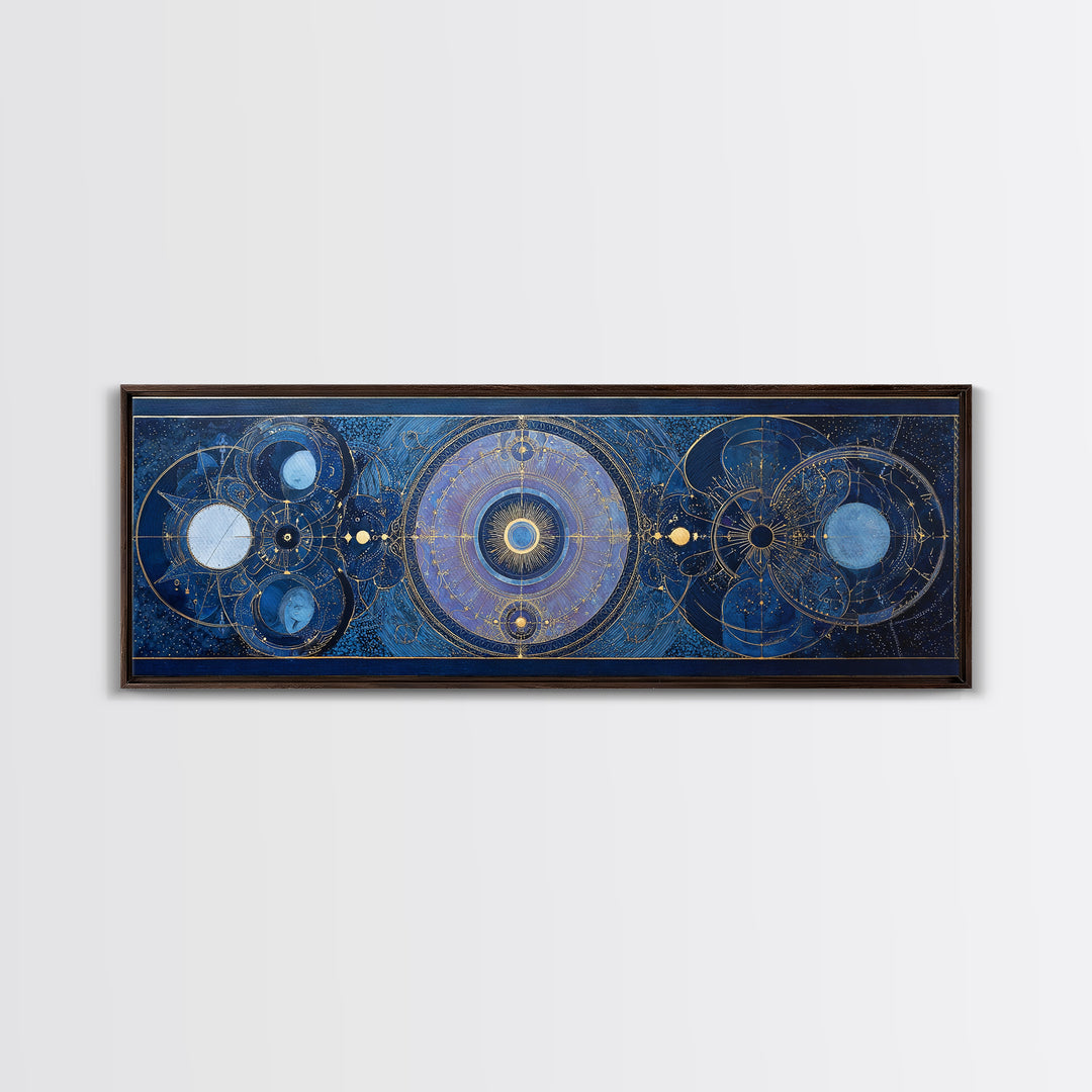 Birth Chart Geometry Framed Canvas Print, Astrology Art, Digital Wall Art, Living Room Decor, Fine Art, Zodiac, Astronomy Art, AST-3x1-47
