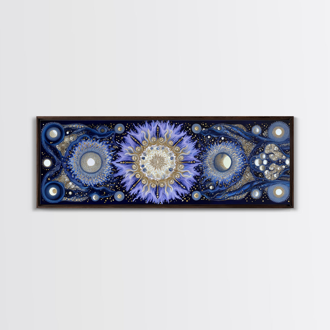 Capricorn Sea Goat Emerging from Cosmic Waves Framed Canvas Print, Astrology Art, Art Print, Living Room Decor, Zodiac, AST-3x1-59