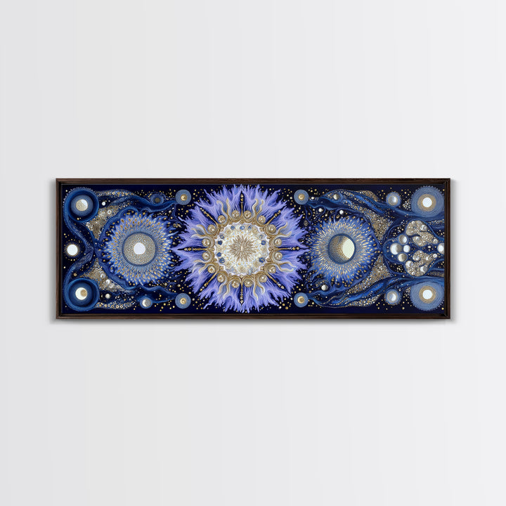 Capricorn Sea Goat Emerging from Cosmic Waves Framed Canvas Print, Astrology Art, Art Print, Living Room Decor, Zodiac, AST-3x1-59
