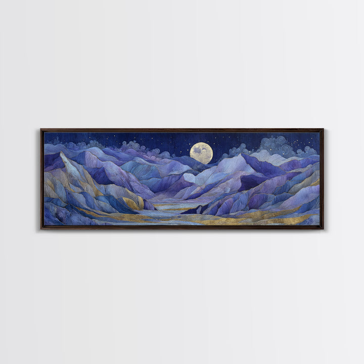 Ram Constellation Above Desert Cliffs at Night Framed Canvas Print, Astrology Art, Poster, Living Room Decor, Fine Art, Zodiac, AST-3x1-72